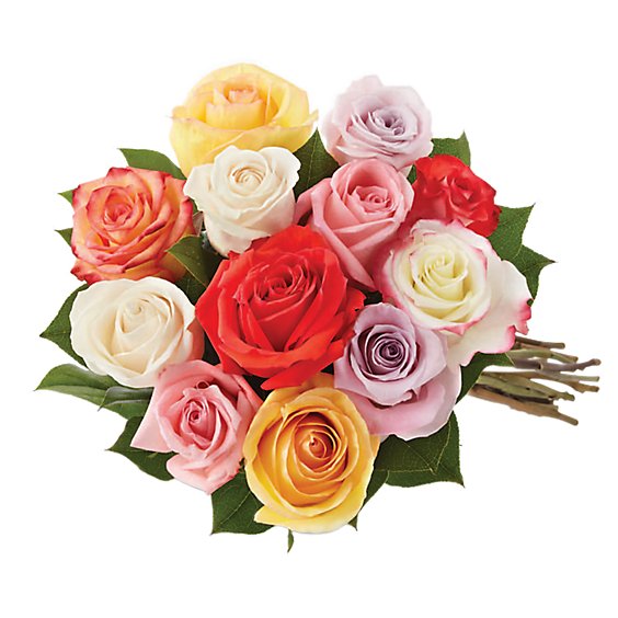 Rainbow Rose Bouquet 12 Stem - Each
