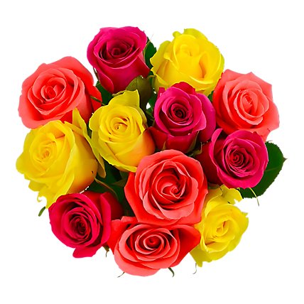 Rainbow Roses - 12 Count - Image 1
