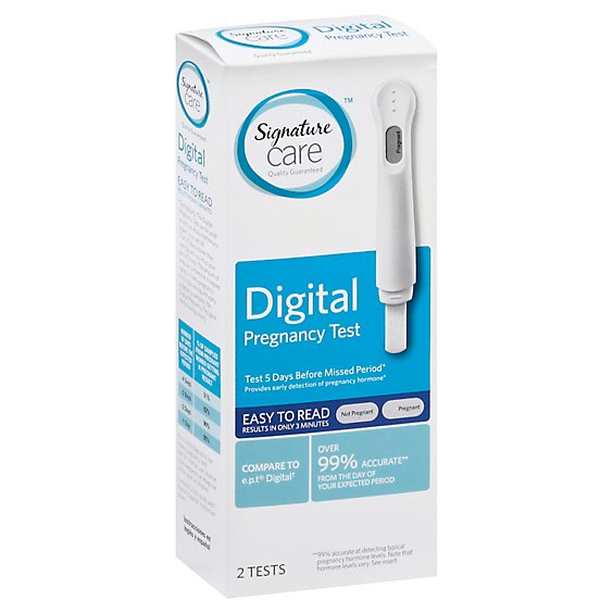 Signature Care Pregnancy Test Digital Easy To Read - 2 Count