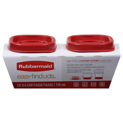 Rubbermaid Easy Find Lids, Food Storage Containers, 0.5 Cups, Plastic, 4-Pack