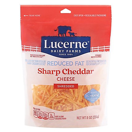 Lucerne Cheese Shredded Sharp Cheddar Reduced Fat - 8 Oz - Image 1