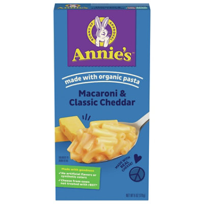 Annie's Macaroni and Classic Cheddar with Organic Pasta, Made with Real Cheese, 6 oz