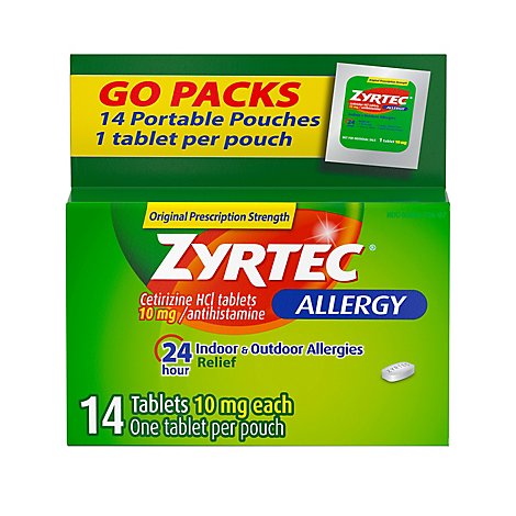 ZYRTEC Allergy Antihistamine Tablets Original Prescription Strength 10 mg - 14 Count