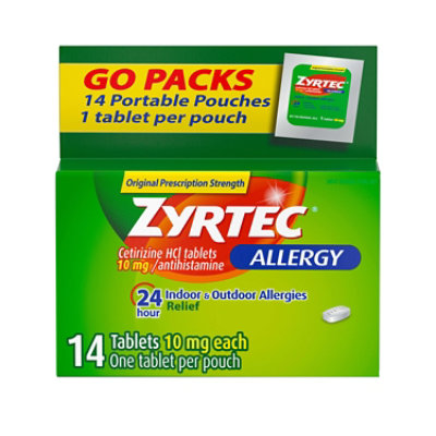 ZYRTEC Allergy Antihistamine Tablets Original Prescription Strength 10 mg - 14 Count