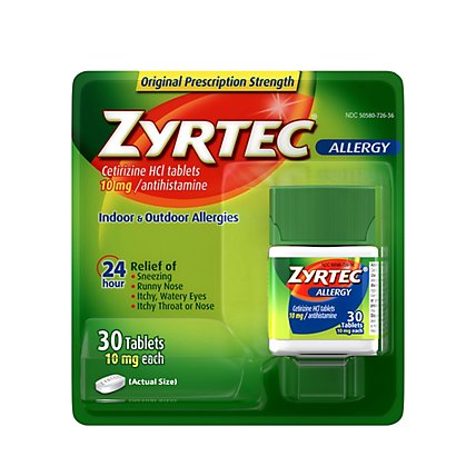 Zyrtec Allergy Adult Tablets - 30 Count - Image 2