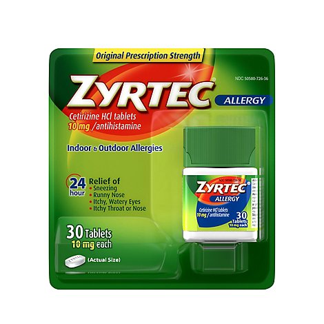Zyrtec Allergy Adult Tablets - 30 Count