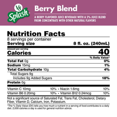 V8 Splash Berry Blend Flavored Juice Beverage - 64 Fl. Oz. - Image 4