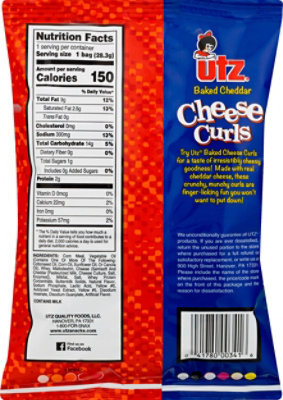 Utz Cheese Curls Baked Cheddar - 1 Oz - Image 5