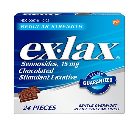 ex-lax Laxative Stimulant Chocolated Regular Strength - 24 Count