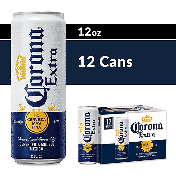 Corona Extra Lager Mexican Beer 4.6% ABV Can - 12-12 Fl. Oz.