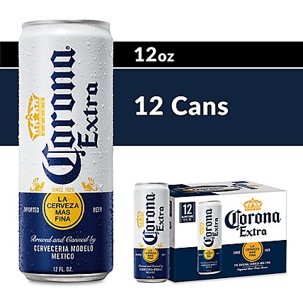 Corona Extra Lager Mexican Beer 4.6% ABV Can - 12-12 Fl. Oz. - Image 1