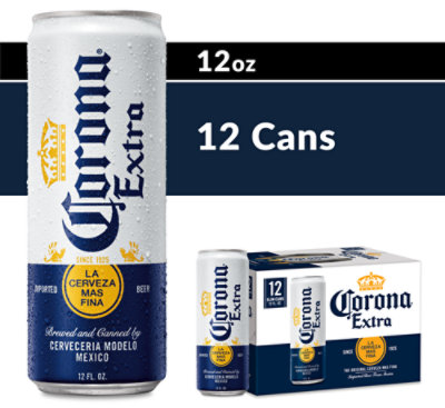 Corona Extra Mexican Lager Beer 4.6% ABV In Can - 12-12 Fl. Oz.