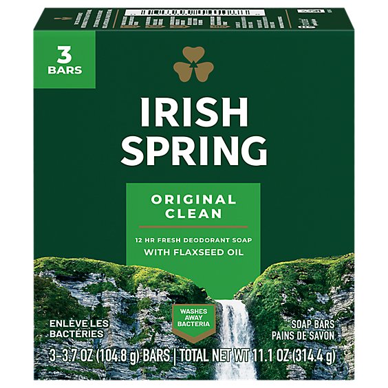Irish Spring Deodorant Soap Bars Original - 3-3.75 Oz