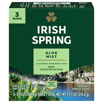 Irish Spring Deodorant Soap Bars Aloe - 3-3.75 Oz