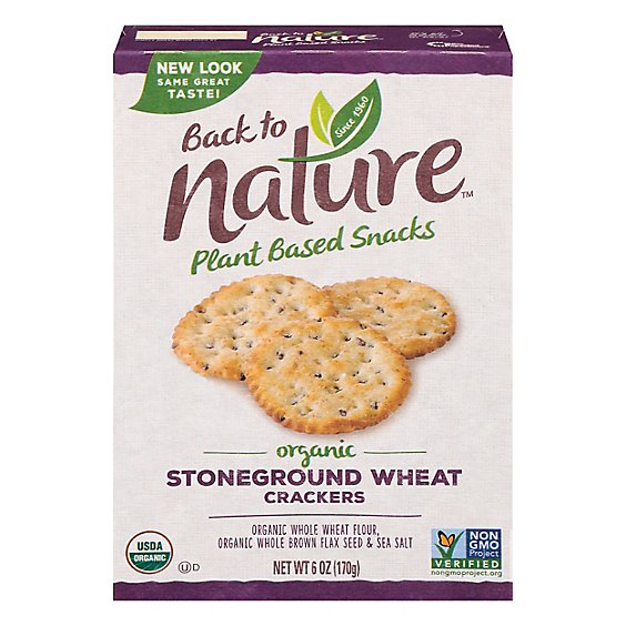 back to NATURE Crackers Organic Stoneground Wheat - 6 Oz