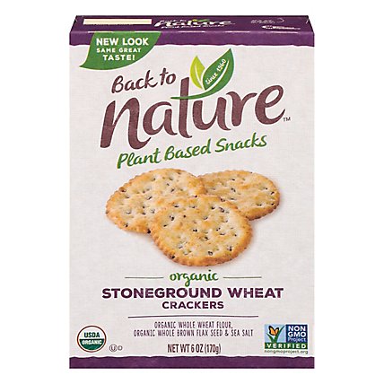 back to NATURE Crackers Organic Stoneground Wheat - 6 Oz - Image 1