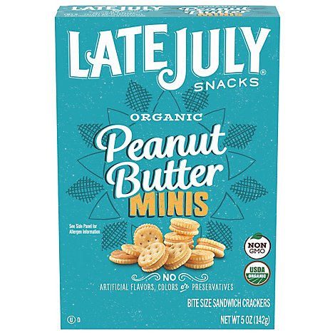Late July Crackers Organic Mini Bite Size Sandwich Peanut Butter - 5 Oz