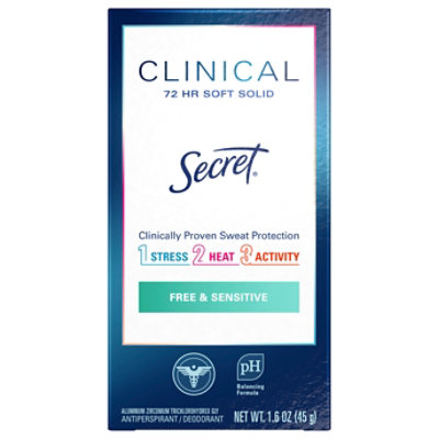 Secret Clinical Strength Soft Solid Antiperspirant and Deodorant Free & Sensitive - 1.6 Oz