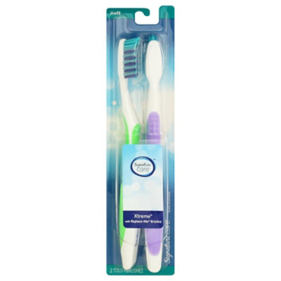 Signature Care Toothbrush Xtreme With Replace Me Bristles Soft - 2 Count