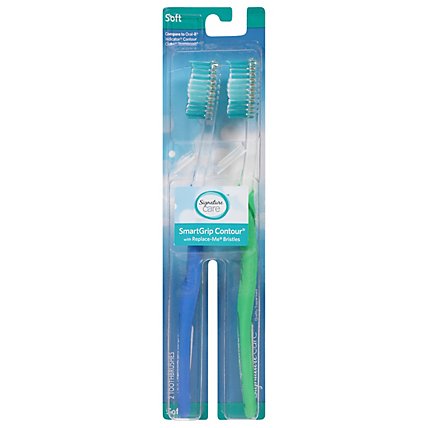 Signature Care Toothbrush SmartGrip Contour Soft With Replace Me Bristles Soft - 2 Count - Image 3