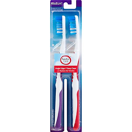 Signature Care Toothbrush Angle Edge+Deep Clean With Replace Me Bristles Medium - 2 Count - Image 2