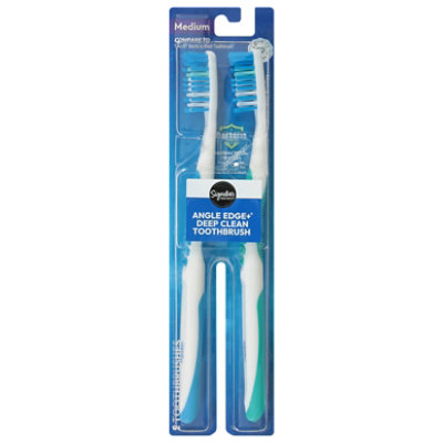 Signature Select/Care Toothbrush Angle Edge+Deep Clean With Replace Me Bristles Medium - 2 Count - Image 1