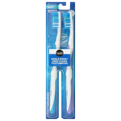 Signature Select/Care Toothbrush Angle Edge+Deep Clean With Replace Me Bristles Soft - 2 Count - Image 1