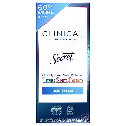 Secret Clinical Strength Light & Fresh Soft Solid Antiperspirant and Deodorant for Women - 2.6 Oz - Image 1