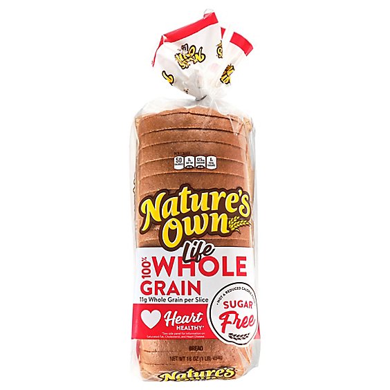 Natures Own Life 100% Whole Grain Bread Sugar Free Sandwich Bread - 16 Oz