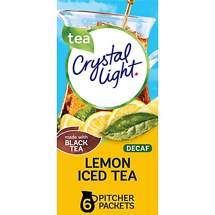 Crystal Light Decaf Lemon Iced Tea Naturally Flavored Powdered Drink Mix Pitcher Packet - 6 Count - Image 1