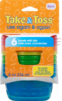 Learning Curve Bowls & Lids Take & Toss 8 Oz - 6 Count - Image 2