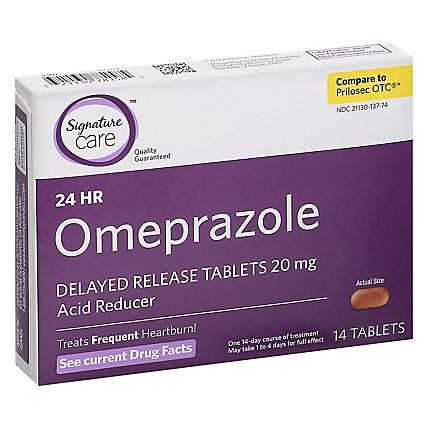 Signature Care Omeprazole Acid Reducer Delayed Release 20mg Tablet - 14 Count - Image 1