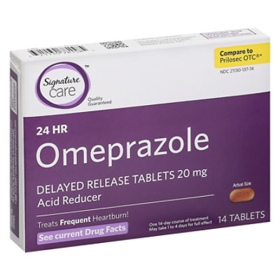 Signature Care Omeprazole Acid Reducer Delayed Release 20mg Tablet - 14 Count