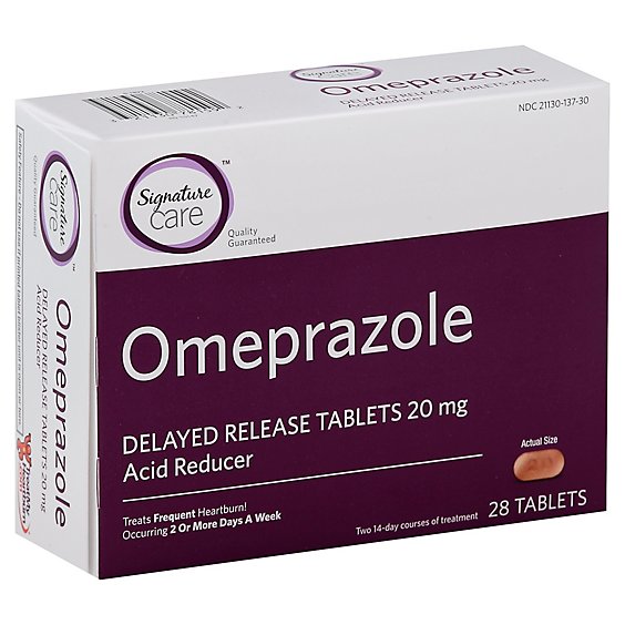 Signature Care Acid Reducer Tablets Omeprazole 20 mg - 28 Count