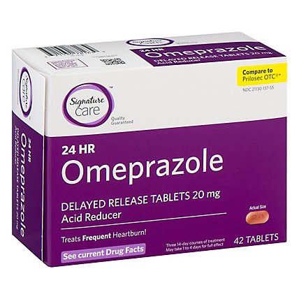 Signature Care Omeprazole Acid Reducer Delayed Release 20mg Tablet - 42 Count - Image 1
