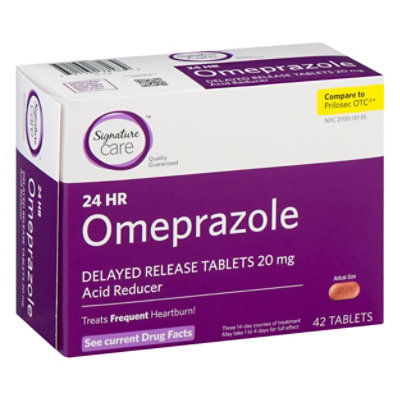 Signature Care Omeprazole Acid Reducer Delayed Release 20mg Tablet - 42 Count