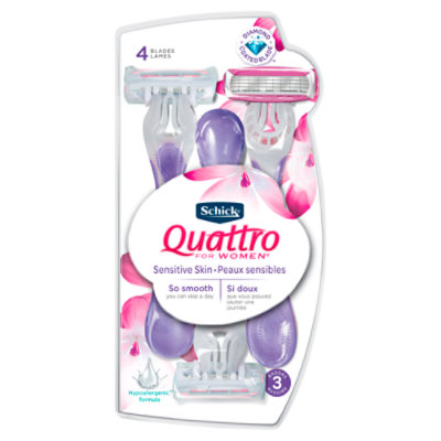 Schick Quattro For Women Razor Disposable Sensitive Skin - 3 Count