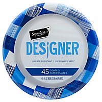 Signature SELECT Plates Paper Designer Coated 8.75 Inch Blue - 45 Count - Image 1