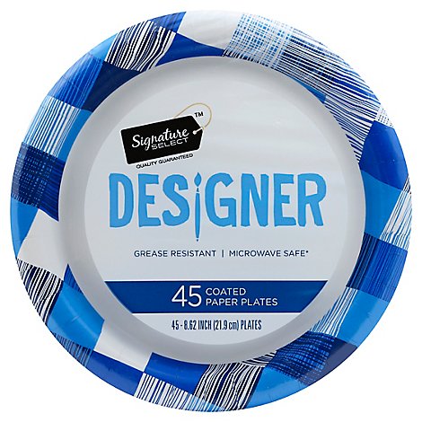 Signature SELECT Plates Paper Designer Coated 8.75 Inch Blue - 45 Count