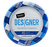 Signature SELECT Plates Paper Designer Coated 8.75 Inch Blue - 45 Count