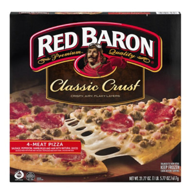Red Baron Pizza Classic Crust Four Meat Frozen - 21.95 Oz