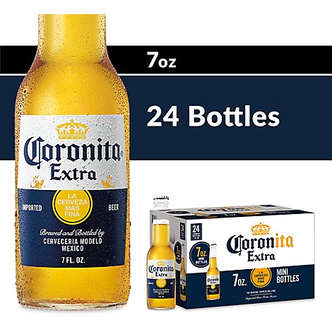 Corona Extra Coronita Mexican Lager Beer Bottles 4.6% ABV - 24-7 Fl. Oz.