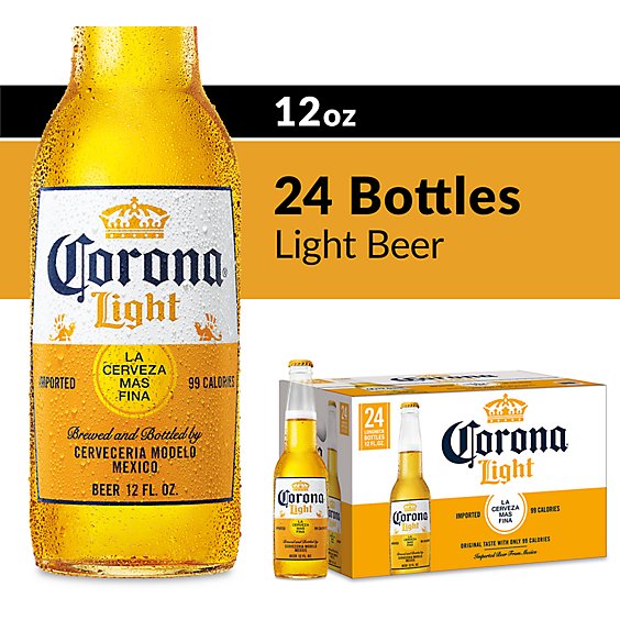 Corona Light Mexican Lager Light Beer 4.0% ABV Bottle - 24-12 Fl. Oz.