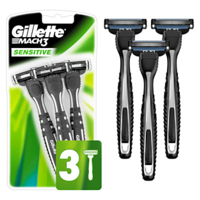 Gillette Mach3 Sensitive Mens Disposable Razors - 3 Count - Image 1