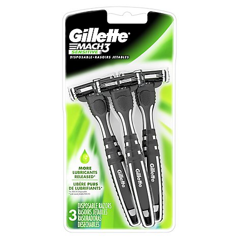 Gillette Mach3 Sensitive Mens Disposable Razors - 3 Count