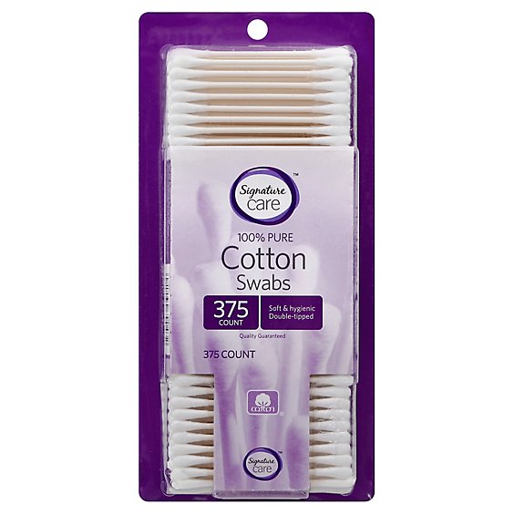 Signature Care Cotton Swabs 100% Pure Double Tipped - 375 Count
