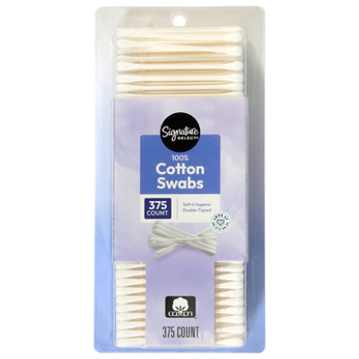 Signature Care Cotton Swabs 100% Pure Double Tipped - 375 Count