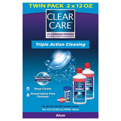 CLEAR CARE Cleaning & Disinfecting Solution Triple Action Cleaning Twin Pack - 2-12 Fl. Oz. - Image 2