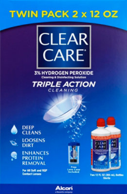 CLEAR CARE Cleaning & Disinfecting Solution Triple Action Cleaning Twin Pack - 2-12 Fl. Oz. - Image 2