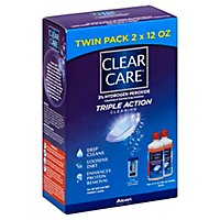 CLEAR CARE Cleaning & Disinfecting Solution Triple Action Cleaning Twin Pack - 2-12 Fl. Oz. - Image 1